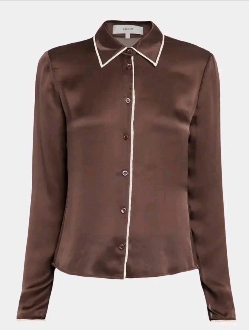 Frame Silk The Slim Essential NWT Coffee Brown Button-Down X-Small